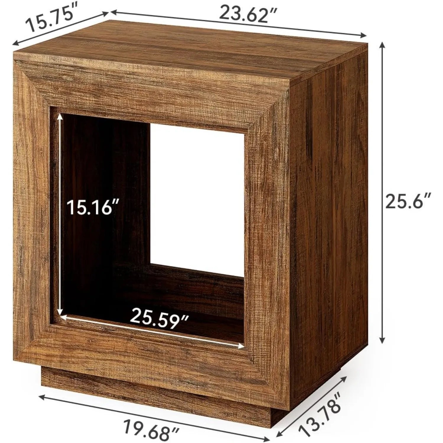 Wooden Square Side Table with Storage