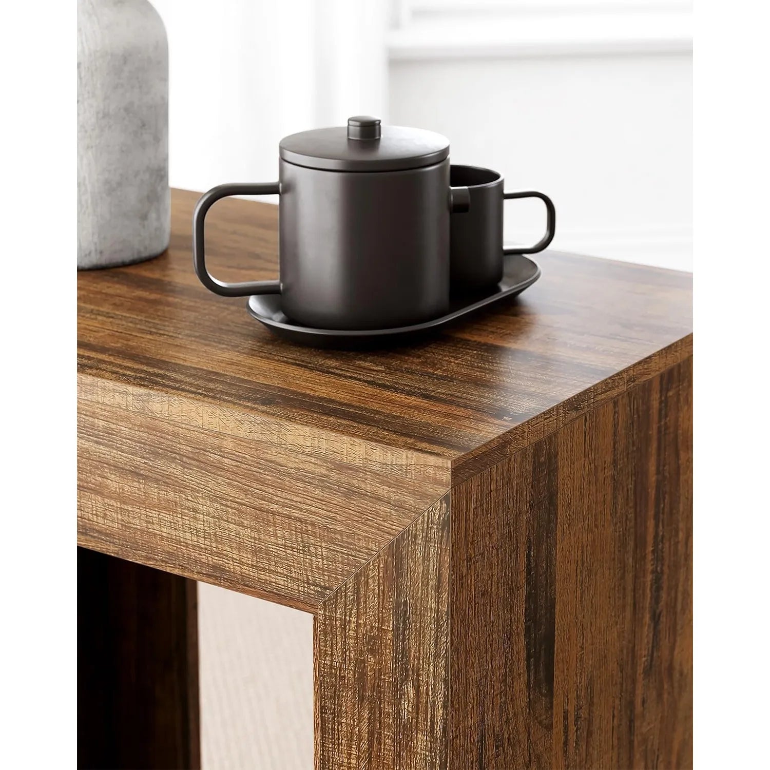 Wooden Square Side Table with Storage