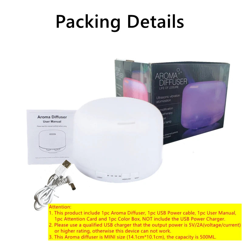 500ML Air Humidifier Essential Oil Diffuser