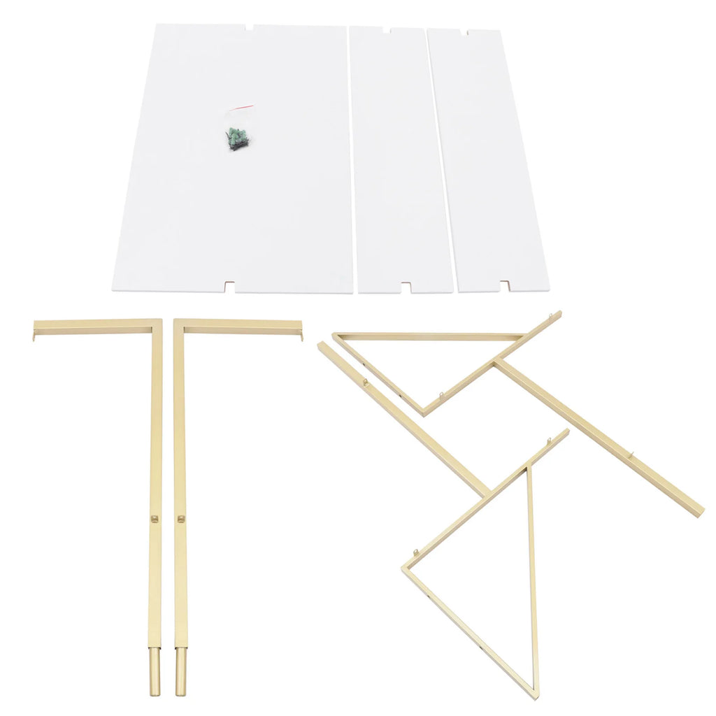 3 Tier White & Gold Wall Mount Ladder Desk Floating Shelves Desk