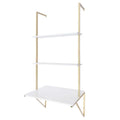 3 Tier White & Gold Wall Mount Ladder Desk Floating Shelves Desk