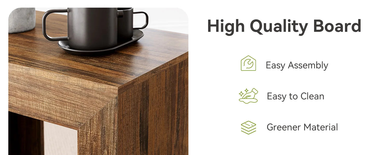 Wooden Square Side Table with Storage